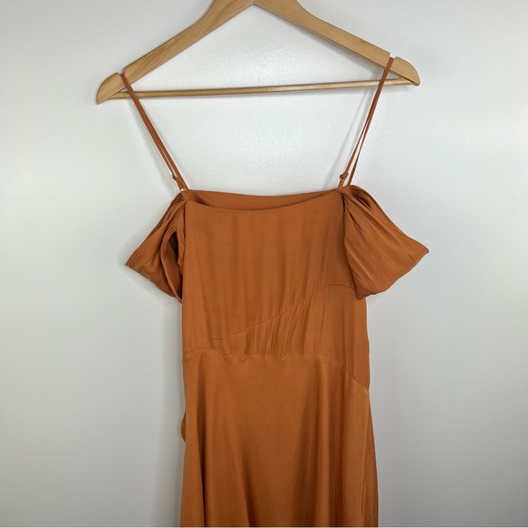 MAJE PARIS Burnt Orange Wrap Ruffle Dress - Picture 4 of 12